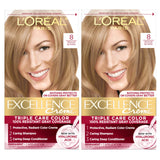 L'Oreal Paris Excellence Crème Permanent Hair Dye, Triple Care Hair Color with Hyaluronic Acid for 100% Gray Coverage, 4 Dark Brown, 1 Kit (Packaging May Vary)