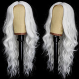 AISI HAIR Black Wig for Women, Long Wavy Lace Hairline Middle Part Synthetic Heat Resistant Wig for Daily Party-26 Inch
