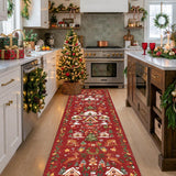 Washable Christmas Rug Runner 2x6 - Xmas Snowflake Green Rug for Kitchen Entryway Non Slip Farmhouse Low Pile Carpet for Laundry Bedroom Bathroom Stain Resistant Floor Mat Pet-Friendly Rug（2x6，Green）