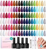 Beetles Gel Nail Polish Kit with U V Light 80Pcs Color Enchantment 55 Colors Gel Polish Starter Kit with Base Top Coat Nail Art Stickers Manicure Tools Gift for Women