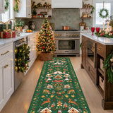 Washable Christmas Rug Runner 2x6 - Xmas Snowflake Green Rug for Kitchen Entryway Non Slip Farmhouse Low Pile Carpet for Laundry Bedroom Bathroom Stain Resistant Floor Mat Pet-Friendly Rug（2x6，Green）