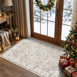 Washable Christmas Rug Runner 2x6 - Xmas Snowflake Green Rug for Kitchen Entryway Non Slip Farmhouse Low Pile Carpet for Laundry Bedroom Bathroom Stain Resistant Floor Mat Pet-Friendly Rug（2x6，Green）