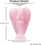 Hand Carved Rose Quartz Crystal Angel Figurine - Gemstone Guardian Statue for Reiki Healing and Home Decor