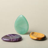 4 Piece Thumb Worry Stone Pocket Palm Stone Healing Crystals for Anxiety Relief Items Teardrop Shaped Smooth Stones (Rose Quartz/Amethyst/Green Aventurine/Tiger'S Eye)