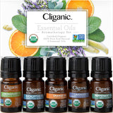 Organic Essential Oils Set (Top 5) - 100% Pure Natural - Aromatherapy, Candle Making - Peppermint, Lavender, Eucalyptus, Lemongrass & Orange