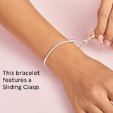 Jewelry Moments Slider Snake Chain Charm Cubic Zirconia Bracelet in Sterling Silver