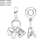 Baby Bottle and Shoes Dangle Charm - Compatible Moments Bracelets - Jewelry for Women - Made with Sterling Silver, Cubic Zirconia & Enamel - Comes with Gift Box