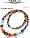 7 Chakra Necklace for Women Natural Chakra Gemstone Healing Crystal Yoga Mala Beads Necklace Engery Reiki Crystal Beaded Necklace Jewelry Mothers Day Birthday Gift