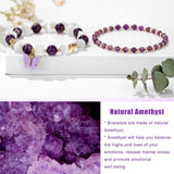 Amethyst Bracelet for Women Anxiety Amethyst Beaded Bracelets Butterfly Charms Healing Stone Layered Bracelet Gifts for Women