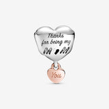 Love You Mom Heart Charm - Compatible Moments - Stunning Women'S Jewelry - Made Rose & Sterling Silver - with Gift Box