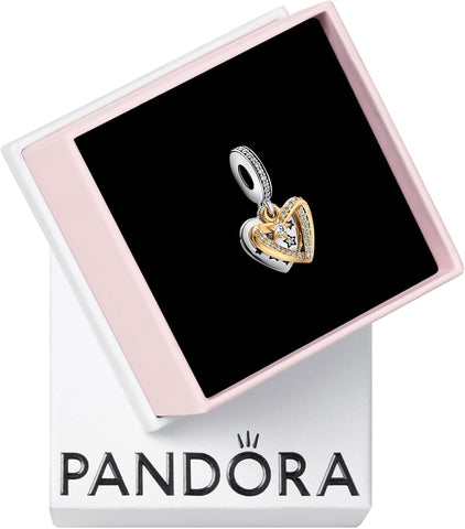 Shooting Star Hearts Double Dangle Charm Bracelet Charm Moments Bracelets - Made Shine, Sterling Silver & Cubic Zirconia - Comes with Gift Box