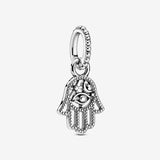 Protective Hamsa Hand Dangle Charm - Compatible with  Moments Bracelets - Jewelry for Women - Gift for Women in Your Life - Made with Sterling Silver, with Gift Box