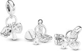 Baby Bottle and Shoes Dangle Charm - Compatible Moments Bracelets - Jewelry for Women - Made with Sterling Silver, Cubic Zirconia & Enamel - Comes with Gift Box