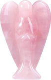 Hand Carved Rose Quartz Crystal Angel Figurine - Gemstone Guardian Statue for Reiki Healing and Home Decor