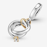 Two-Tone Wedding Rings Dangle Charm - Compatible with  Moments Bracelets - Jewelry for Women - Gift for Women in Your Life - Made with Sterling Silver,  Gold & Cubic Zirconia, with Gift Box