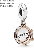 Queen & Regal Crown Dangle Charm -  Bracelet Charm for  Moments Bracelets - Stunning Women'S Jewelry - Gift for Women - Made with  Rose & Sterling Silver, with Gift Box