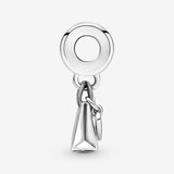 Shopping Bag Dangle Charm - Compatible with  Moments Bracelets - Jewelry for Women - Made with Sterling Silver - with Gift Box