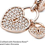 Love Locks Pendant Charm - Compatible with  Moments - Stunning Women'S Jewelry - Made with  Rose & Cubic Zirconia - with Gift Box