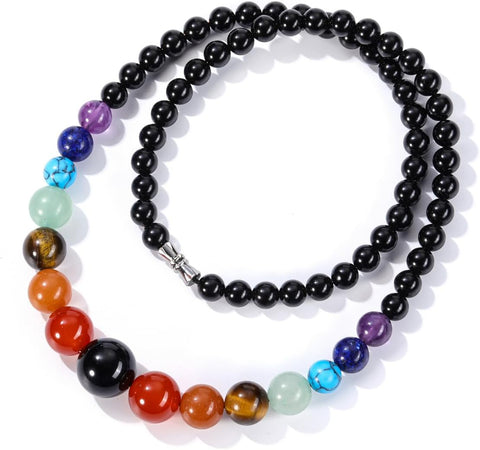 Unisex 7 Chakra Necklace Natural Chakra Gemstone Healing Crystal 